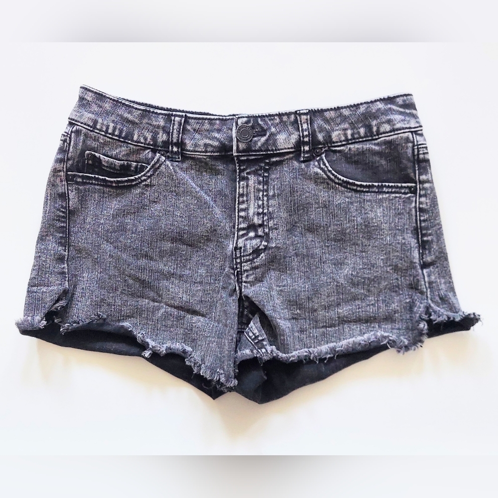 Indigo Rein Midrise Cut Off Shorts Black Distressed Size 9 / 28